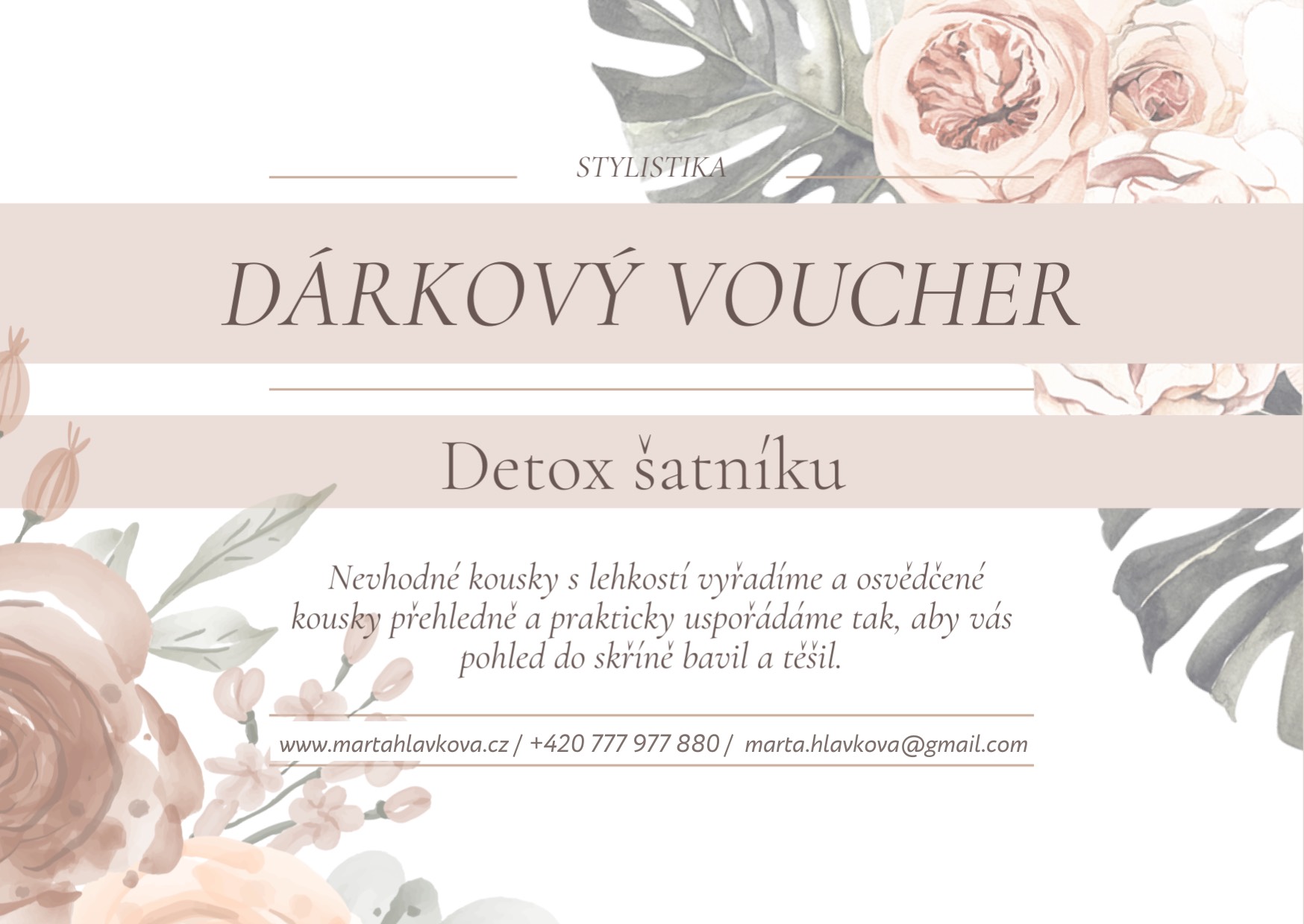 Květinový dárkový poukaz na detox šatníku